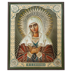 Икона Божией Матери "Умиление" (Серафимо-Дивеевская), МДФ, 10х12 см (печать)