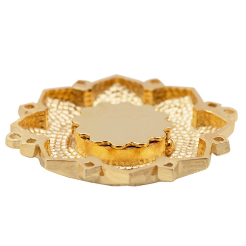 Мощевик накладной из ювелирного сплава в позолоте с фианитами №3, Ø 50/12 мм фото 5