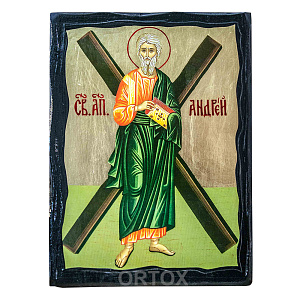 Икона апостола Андрея Первозванного, 17х23 см, ольха, золочение (массив дерева)