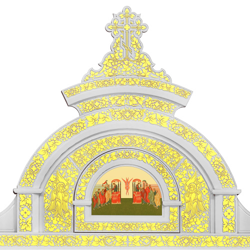 Иконостас деревянный резной "Владимирский" двухъярусный белый с золотом (поталь), 690х528х40 см фото 4 Иконостас деревянный резной "Владимирский" двухъярусный белый с золотом (поталь), 690х528х40 см фото 4