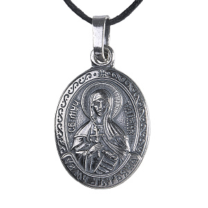 Образок мельхиоровый с ликом мученицы Татианы Римской, серебрение (средний вес 5 г)