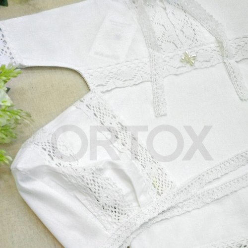 Комплект для крещения "Классика" белый: рубашка, чепчик, пеленка, размер в ассортименте фото 8