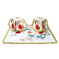 Покровцы с воздухом белые вышитые "Маки", шелк