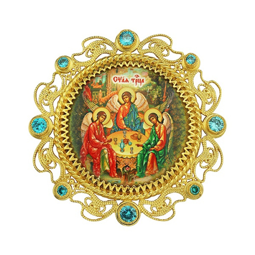 Накладка на митру "Троица" из ювелирного сплава в позолоте, с фианитами, №8 фото 2