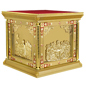 Облачение на престол "Золотые своды", эмаль, литье, 102х102х107 см (красная ткань, литье)