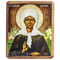 Икона блаженной Матроны Московской, 9,5х12,5 см, под старину, холст