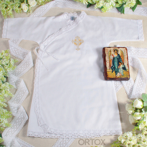 Комплект для крещения "Мечта" белый: рубашка и пеленка, хлопок, размер в ассортименте фото 8