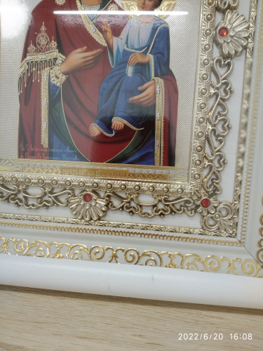 Икона Божией Матери "Иверская", 24х28 см, багетная рамка, У-0168 фото 3