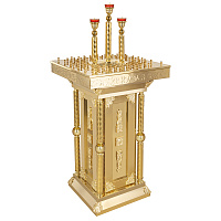 Подсвечник напольный на 100 свечей с тремя лампадами, чеканка, литье, высота 166 см