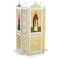 Киот напольный на 4 иконы "Суздальский" белый с золотом (поталь)