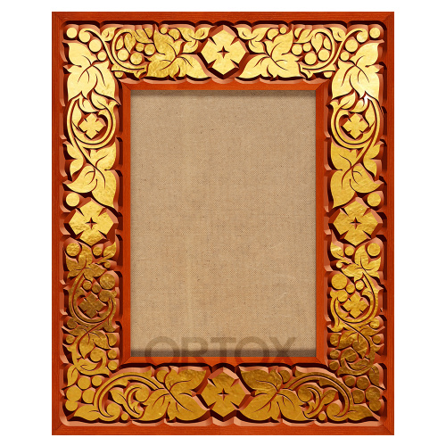 Резная рамка для иконы, цвет "кипарис с золотом" (поталь), ширина 12 см фото 2