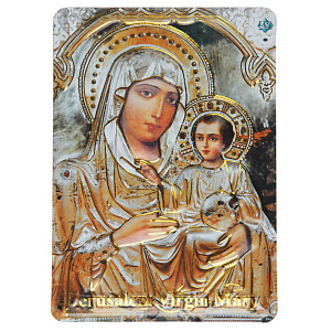 Магнит с иконой Божией Матери "Иерусалимская", 7х10 см (металл)