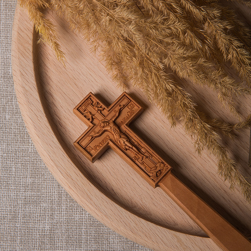 Крест постригальный деревянный резной, 6,4х16 см фото 4