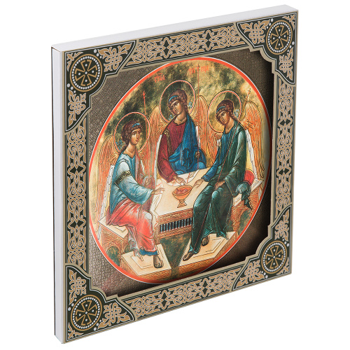 Икона Святой Троицы, 25х25 см, багетная рамка фото 5