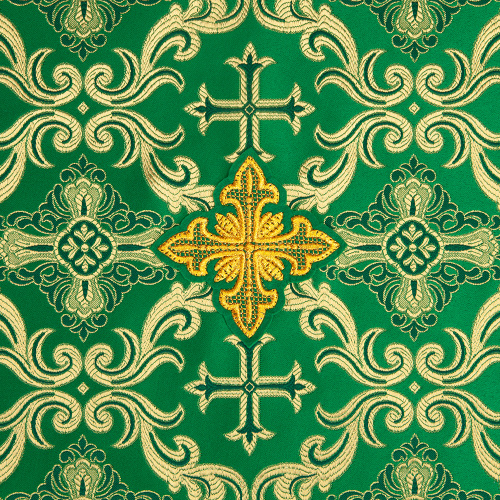 Пелена на престол с вышитыми херувимами зеленая, шелк фото 4