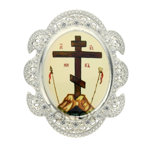 Икона на митру латунная (с камнями) фото 5