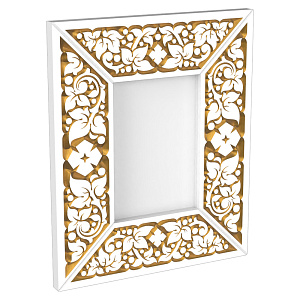 Рамка-киот "Суздальский" настенный белый с золотом (патина), ширина 12 см (21х29,7 см (А4))