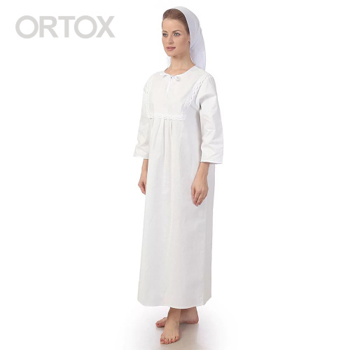 Рубашка для крещения женская белая из плотной бязи, размер в ассортименте фото 4