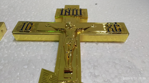 Крест напрестольный, цинковый сплав, 14х26 см, У-0746 фото 3
