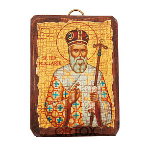 Икона святителя Нектария Эгинского, митрополита Пентапольского, 6,5х9 см, под старину (под старину)