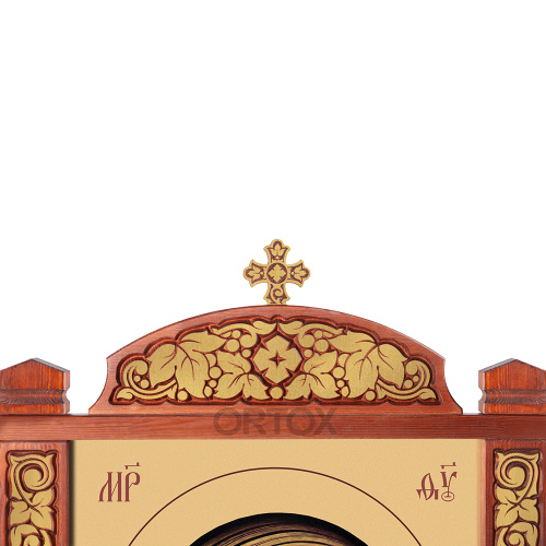 Киот настенный "Суздальский", цвет "кипарис" с золотом (поталь), три модуля фото 15
