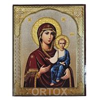 Смоленская икона Божией Матери "Одигитрия", 10х12 см, бумага, УФ-лак