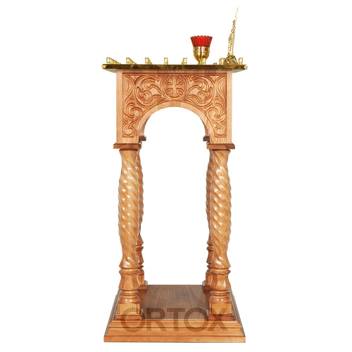 Панихидный стол на 70 свечей "Тверской" светлый, колонны, резьба, 70х50х96 см фото 3