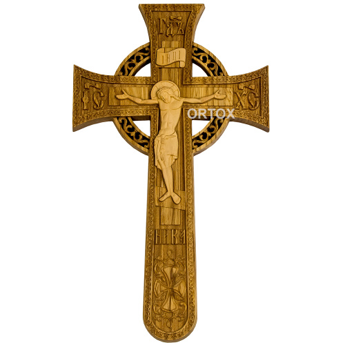 Крест напрестольный "Новгородский" деревянный прорезной, 17х30 см фото 2