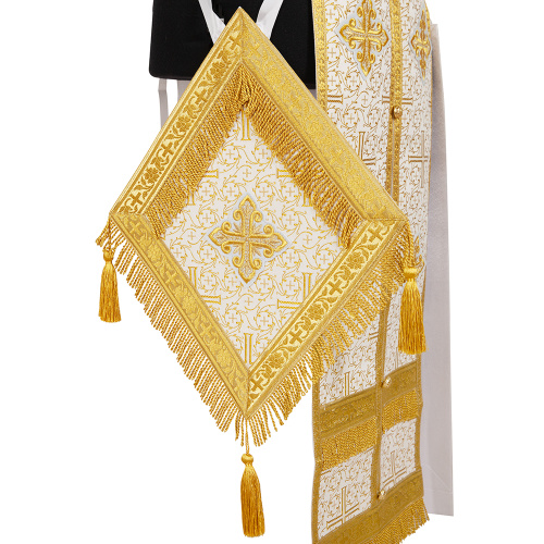 Иерейское облачение, парча "Афон", белое с золотом фото 6