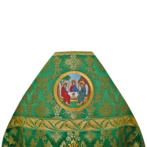 Иерейское облачение зеленое с иконой Пресвятой Троицы, парча фото 4