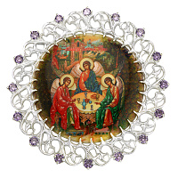 Накладка на митру "Троица" из ювелирного сплава в серебрении, с фианитами, №7
