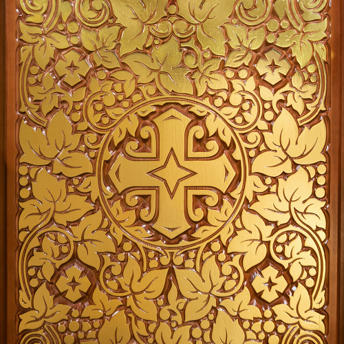 Киот напольный "Суздальский", цвет "кипарис" с золотом (поталь), модульный, одинарный фото 16