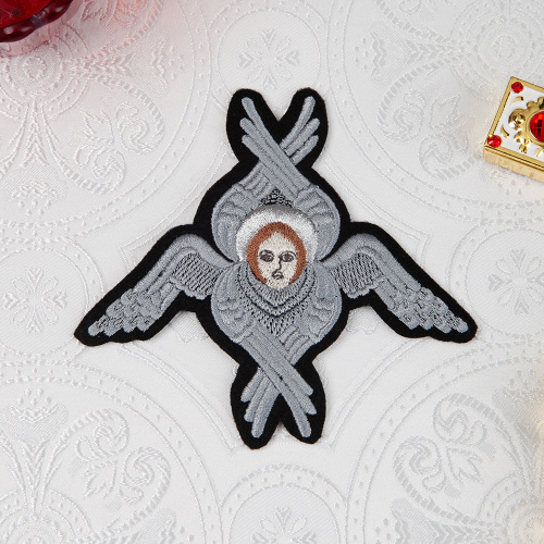 Херувим пришивной черный с серебром, 12,5х11 см фото 3 Херувим пришивной черный с серебром, 12,5х11 см фото 3