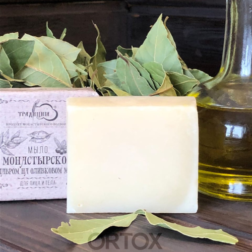 Мыло ручной работы "Монастырское с лавром" на оливковом масле (без эфирных масел), 80 г фото 2