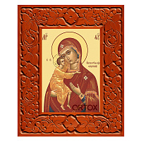 Икона Божией Матери "Феодоровская" в резной рамке, цвет "кипарис", ширина рамки 12 см