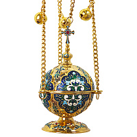 Кадило, цинковый сплав, синяя эмаль, 11х17 см, №2, У 55-0167