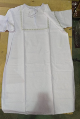 Рубашка для крещения мужская белая из плотной бязи, размер 54, У-1162 фото 2