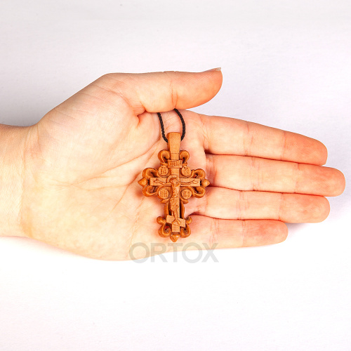 Деревянный нательный крестик с распятием, цвет светлый, высота 5,5 см фото 10
