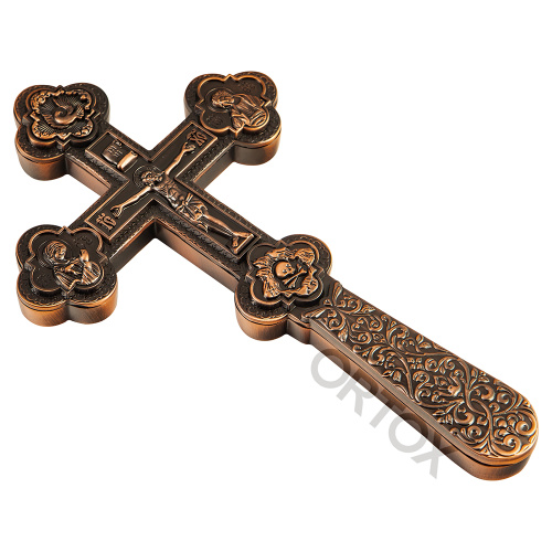 Крест требный латунный, 12x21 см, гравировка фото 3