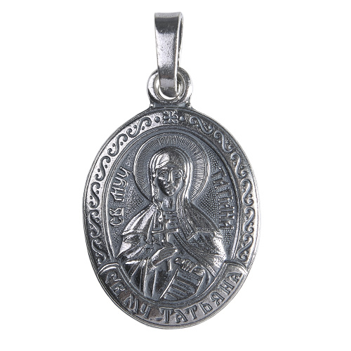 Образок мельхиоровый с ликом мученицы Татианы Римской, серебрение фото 2