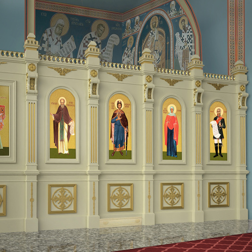Иконостас двухъярусный (Московская обл.), оливковый с золотом (поталь), 520х430х540 см фото 4
