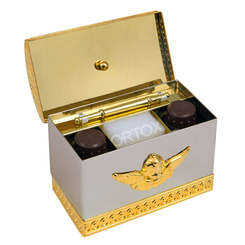 Крестильный ящик латунный с наполнением, никелирование, 11x6x8 см фото 3