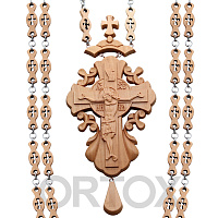 Крест наперсный деревянный светлый, резной, с цепью, 7х17 см