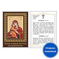 Икона Божией Матери "Владимирская" с тропарем, ламинированная, 6х8 см (упаковка 10 шт.)