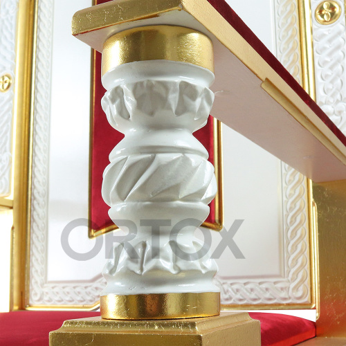 Архиерейский трон "Ярославский" белый с золотом (поталь), 78х72х160 фото 7
