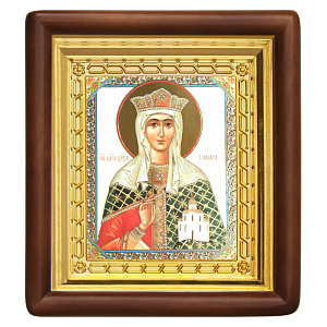 Икона благоверной Тамары, царицы Грузинской, 18х20 см, деревянный киот (светлый киот)