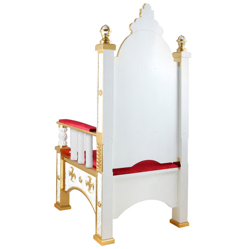 Архиерейский трон "Ярославский" белый с золотом (поталь), 78х72х160 см фото 4