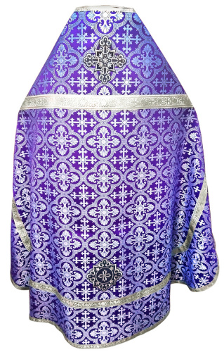 Иерейское облачение фиолетовое, шелк, отделка серебряный галун с рисунком "крест" фото 2