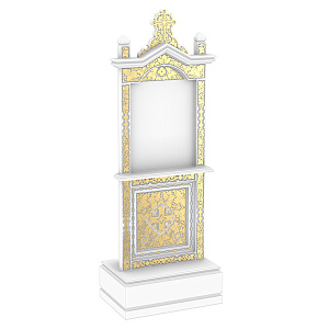 Киот напольный "Суздальский" белый с золотом (поталь), резной (без рамки, 76х50х211 см)