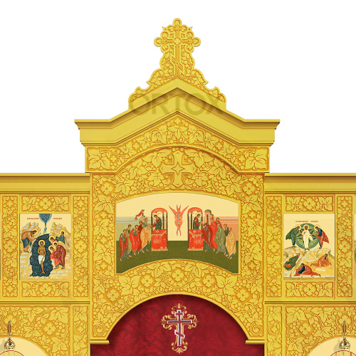 Иконостас "Суздальский" двухъярусный позолоченный, 608х378х25,4 см фото 5